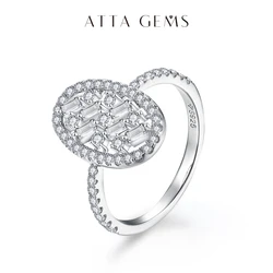 ATTAGEMS New Solid S925 Sterling Silver Moissanite Rings for Women Handmade Rings Engagement Moissanite Jewelry with Certificate