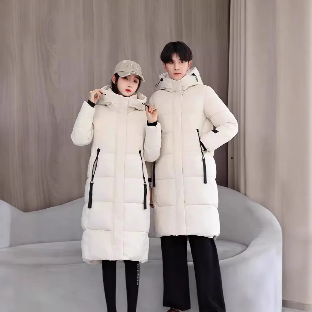 เสื้อแจ็คเก็ตผ้าฝ้ายบุผู้หญิง เสื้อโค้ทยาวแบบพาร์กา มีซิป มีกระเป๋า มีฮู้ด เสื้อคลุมกันลมหนา เสื้อโอเวอร์โค้ทสำหรับสุภาพสตรี ฤดูหนาว