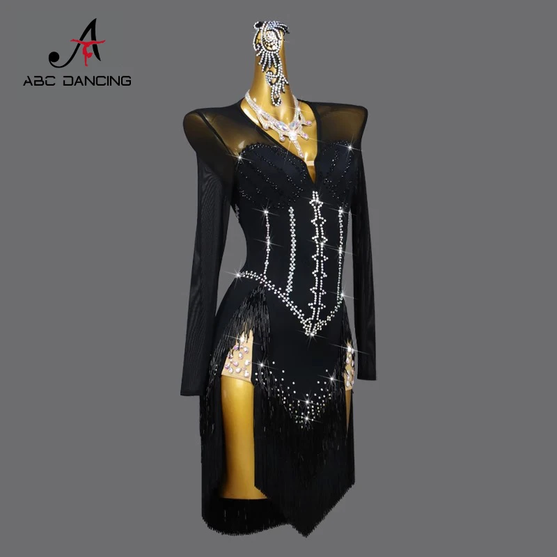 2026 Latin Dance Dress Stage Costume Midi Parties Suit Womens Practice Clothes Party Sexy Girls Samba Match Skirt Prom Dancewear