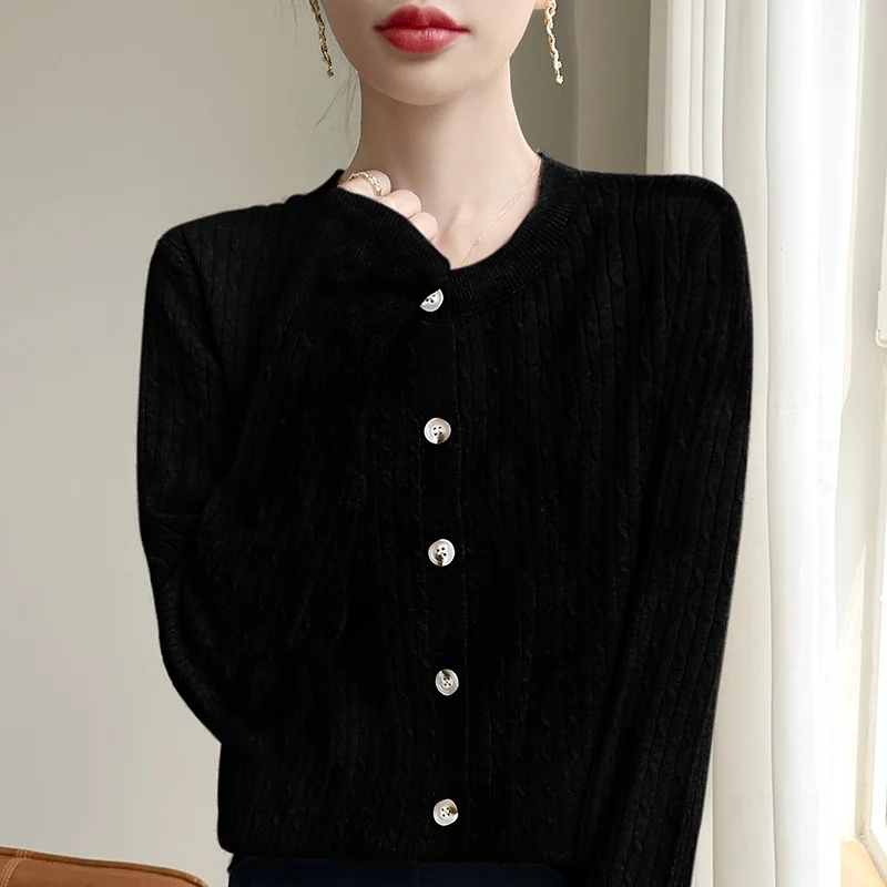 

Autumn And Winter Fashion Knitted Cardigan Button Sweater, Round-Neck Comfortable Long-Sleeved Sweater For Women RY416