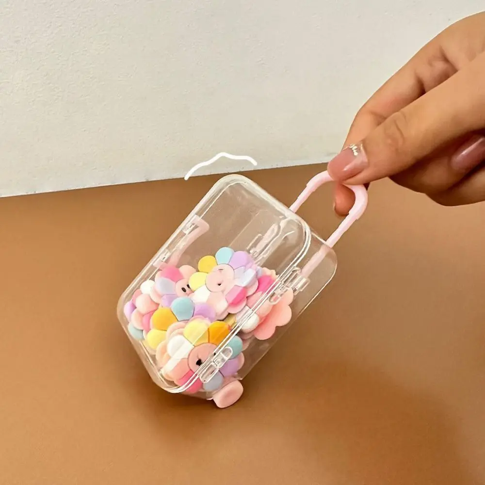 6pcs Trolley Case Suitcase Displays Box Transparent Organize Boxes Mini Trolley Candy Box Cute Telescoping Handle