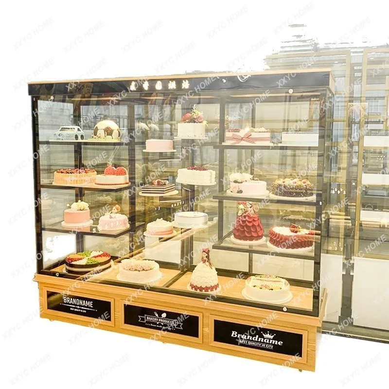 XX LWrought iron bakery cake model bread shelf island cabinet glass display case