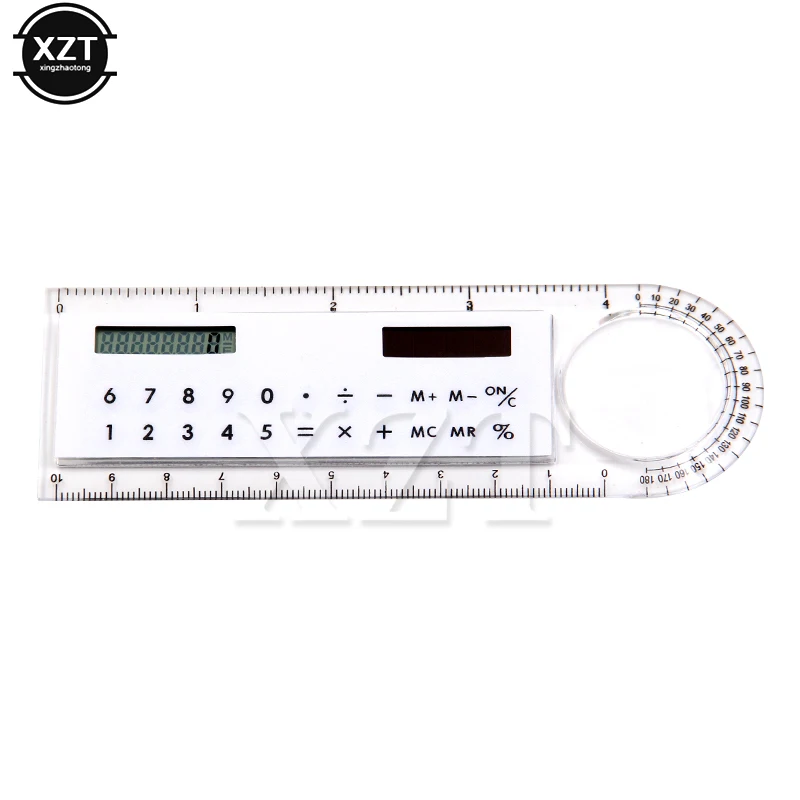 Student School Supplies Calculator Mini School Supplies Solar Transparent Ruler with Magnifier Portable Office Stationery