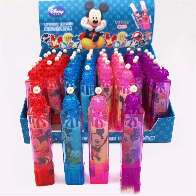 Disney Anime Mickey Mouse Eraser Kawaii Minnie Princess Rotating Eraser Cartoon Student Stationery Children Gifts