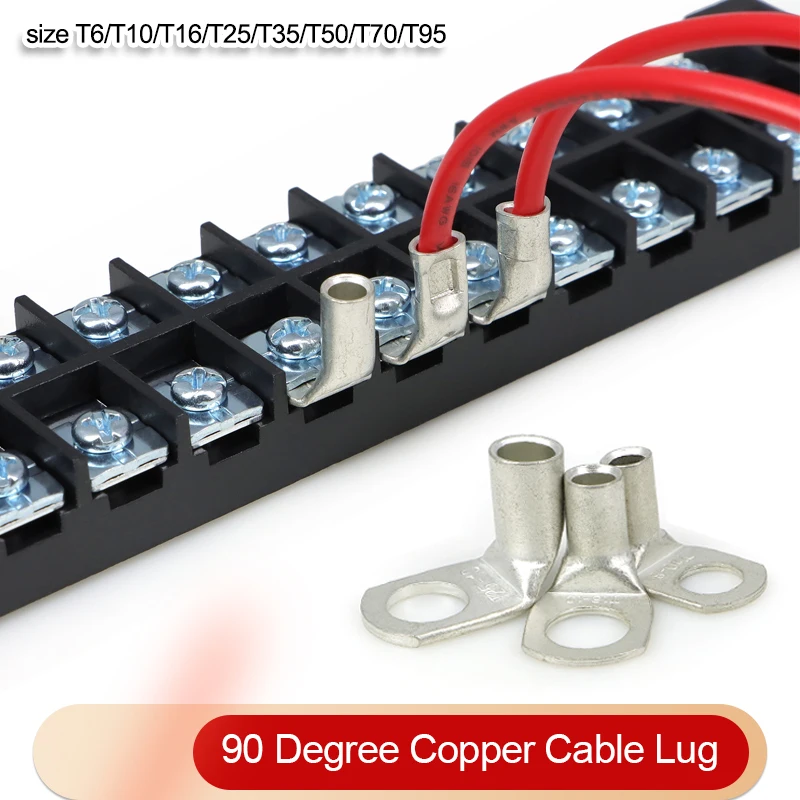 1/5/10pcs 90 Degree L Shape Copper Cable Lug L-type Right Angle Crimp Terminal Tin Plated Wire Connector for Battery Cable