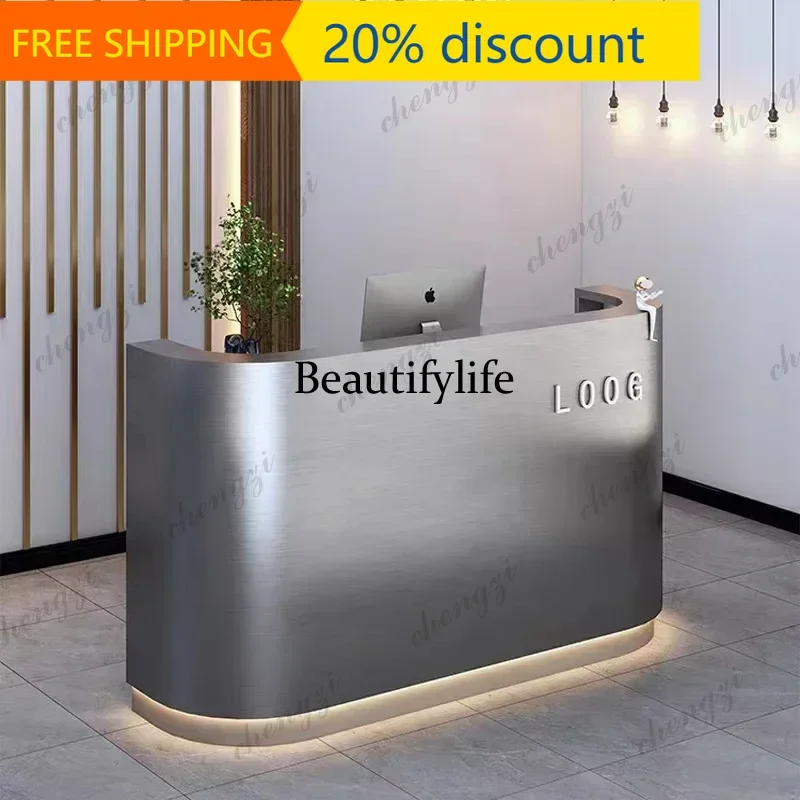 132 Silver Decor Reception Desks Luxury Small Hotels Weight Business Reception Desk Beauty LongBancone Per Negozio Office Furnit