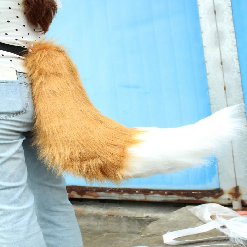 

Animal Ear and Tail Set for Cosplay, Large Plush Fox/Wolf/Cat Tail with Tie
