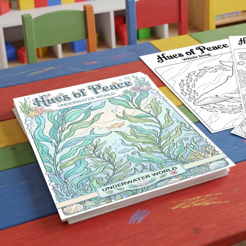 10pcs Per Pack Coloring Posters, Ocean‑Themed Hand‑Drawn Stress‑Relief Decor Graffiti Coloring Paintings