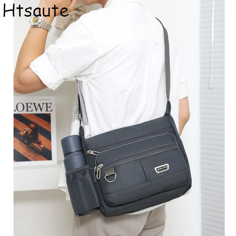 

Новая мужская сумка через плечо, повседневная сумка на одно плечо, модная и простая многослойная сумка для хранения, деловые мужские сумки