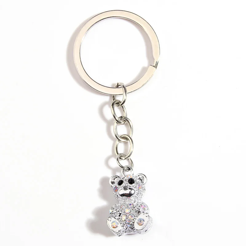 Cute Animal Keychain Bear Crystal Key Ring Animal Enamel Key Chains Friendship Gift For Women Men Handbag Accessorie DIY Jewelry