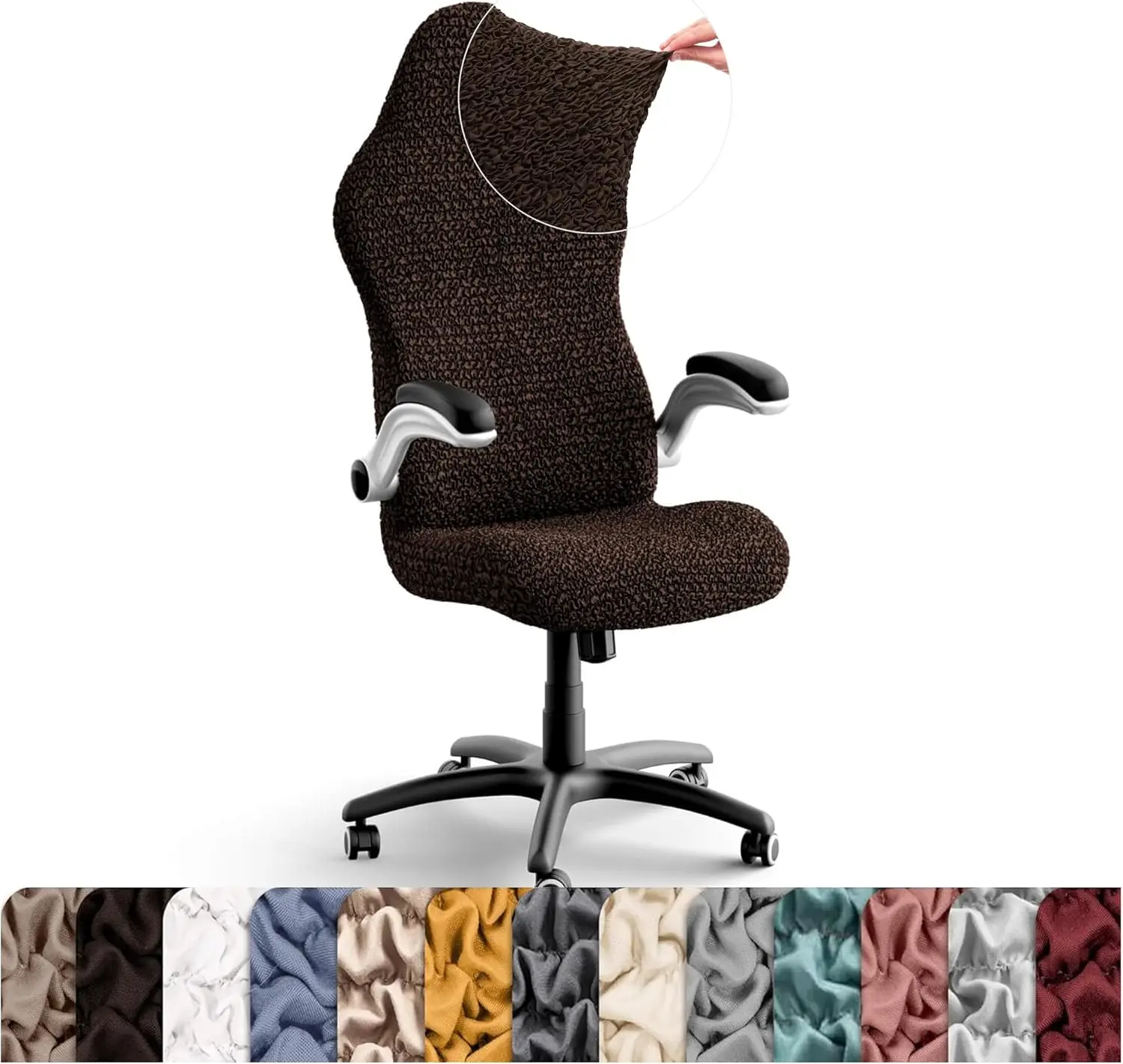 

Office & Gaming Chair Slipcover, Stretch Computer Desk Chair Cover with Zipper, Fabric Slipcovers 1-Piece Form Fit Cover for Pet