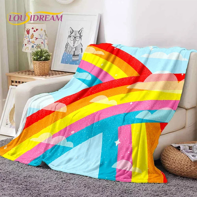 

Rainbow Colour Illusion Cartoon Soft Flannel Blanket for Beds Bedroom Sofa Picnic,Throw Blanket for Cover Outdoor Leisure Gift