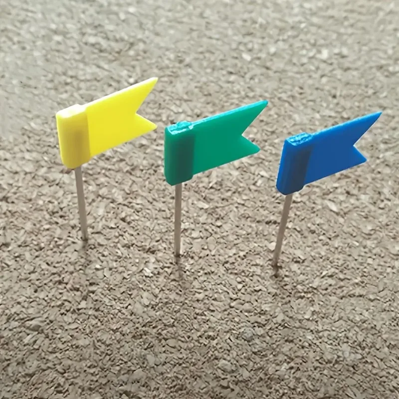 64 pcs Flag Push Pins, Random Color Flag Design, suitable for School Teaching Marking, Creative Flag Shape