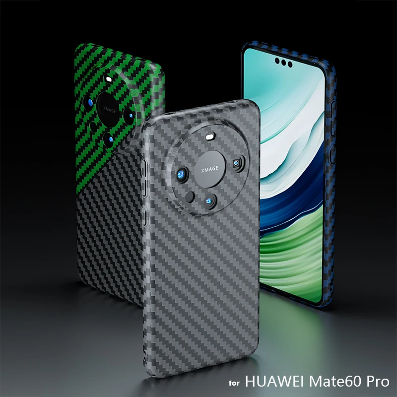 Funda de PC Mate de fibra de carbono para Huawei Mate 60 Pro, carcasa protectora de cámara trasera dura, Ultra delgada, antihuellas dactilares, disipación de calor