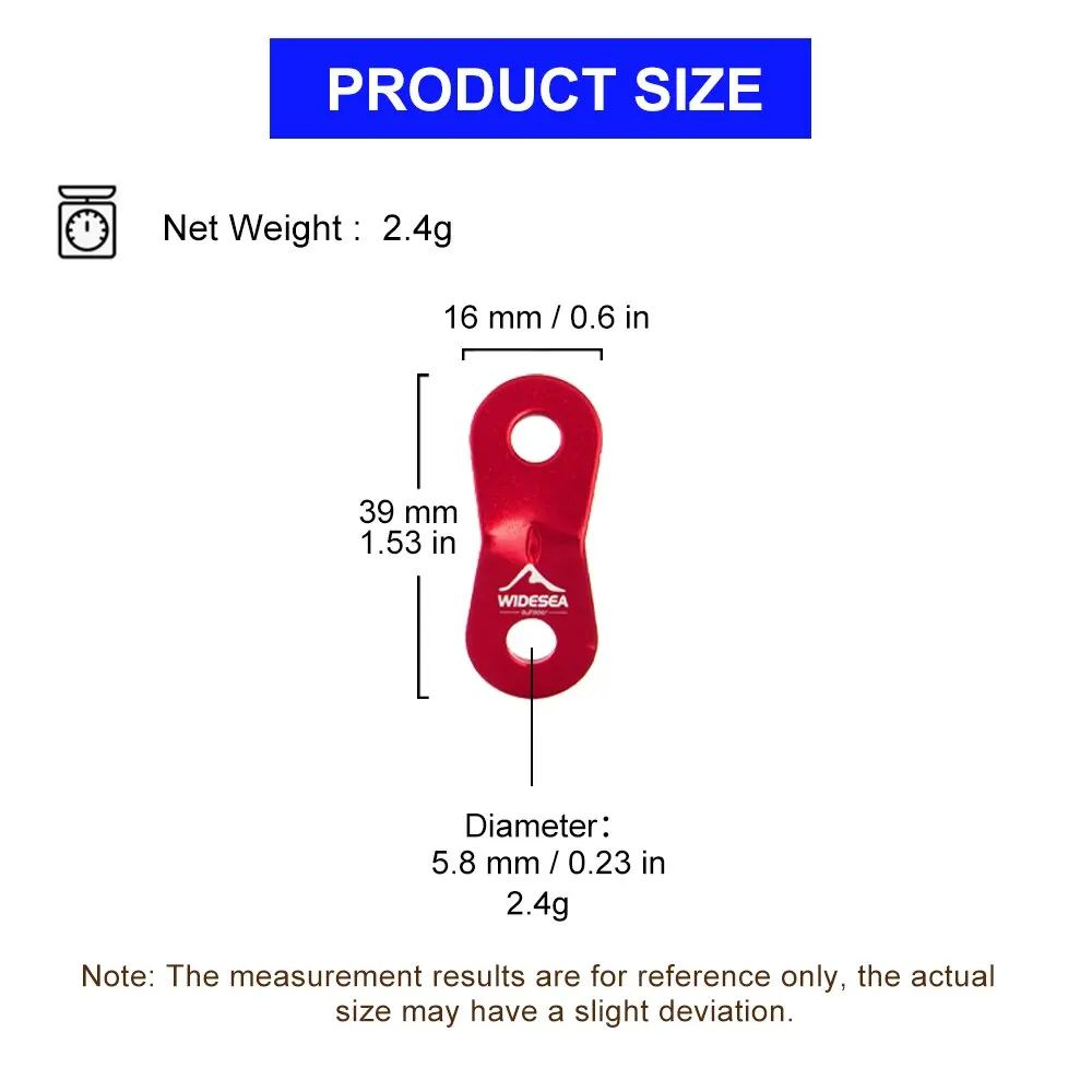 Widesea 4pcs Camping Hiking Tent Wind Rope Buckle Adjustable Aluminium Alloy Cord Buckles Tents Accessory Equipment Outdoor