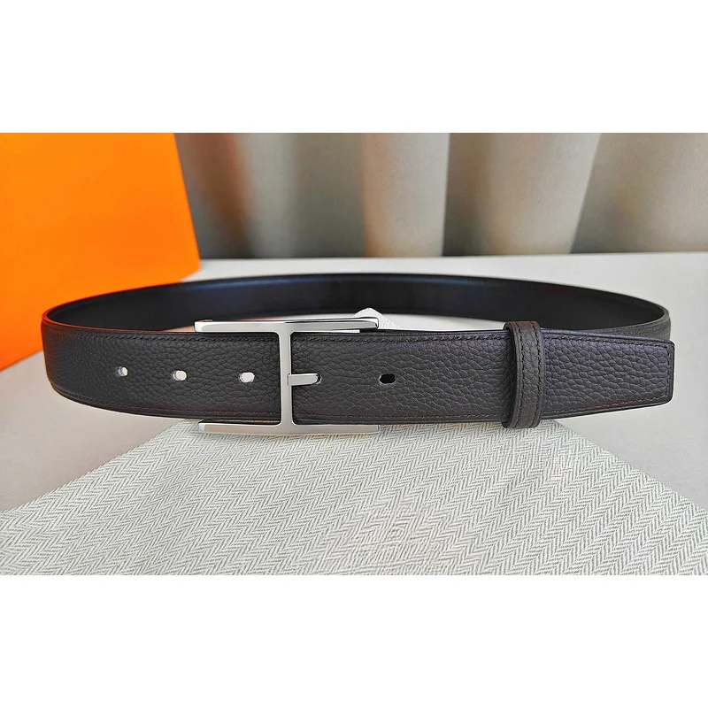 

Двусторонний ремень из телячьей кожи 32 мм с пряжкой из нержавеющей посеребренного покрытия