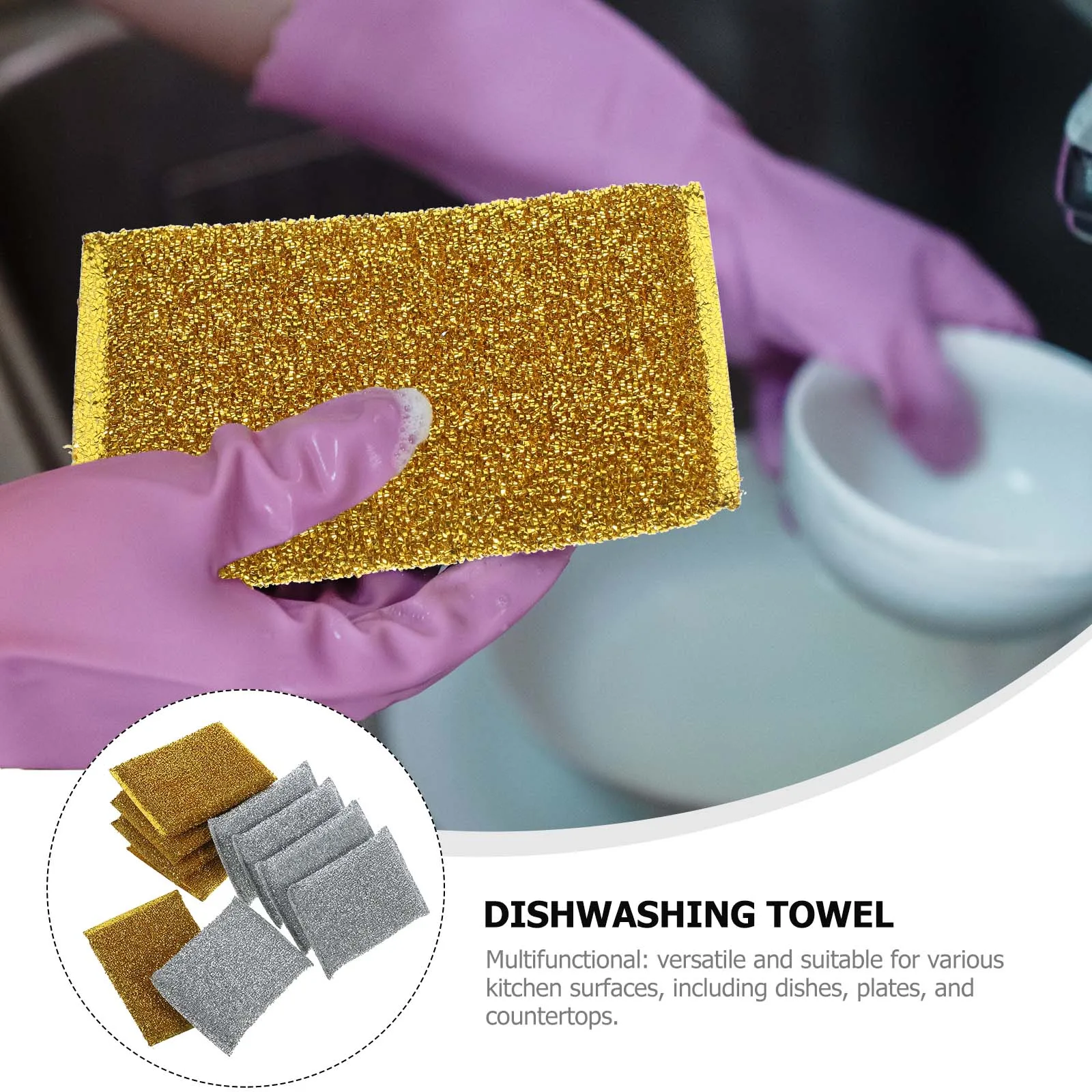 

10pcs Dish Scrubber Kitchen Washing Towels Heavy Duty Cleaning Cloth For Dishes Plates Countertops Grease Stain Removal Kitchen