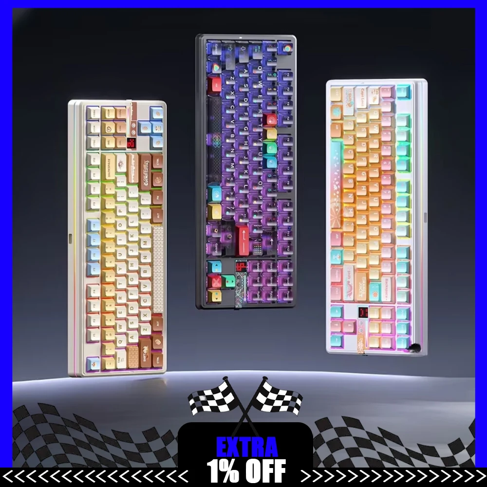 

AULA F87Pro V2 Mechanical Keyboard Three Mode Wireless RGB 8000mAh Gaming Keyboard PBT Gasket Pc Gamer Accessories Mac Keyboard