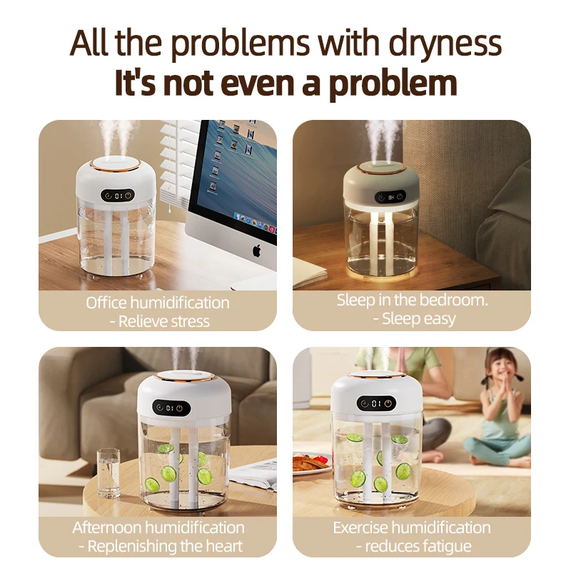 Dual Nozzle 4.5L Large Capacity Digital Home Aromatherapy Humidifier,  Remote ControlUSB Bedroom Desktop Air Humidifier