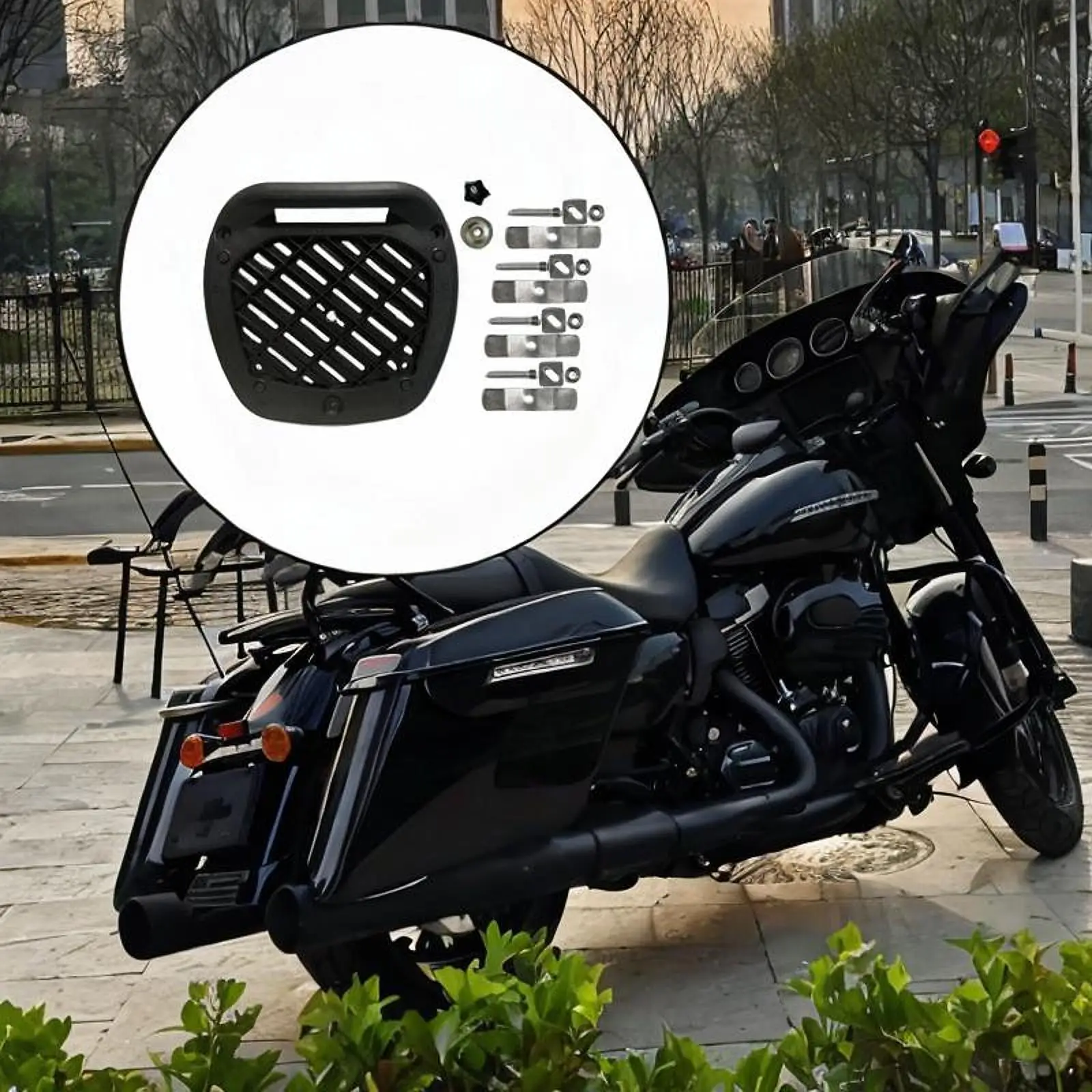 

Motorcycle Rear Rack Top Box Holder Tail Box Base Plate Sturdy Easy to Install Tail Box Holder Rear Carrier Parts for A28