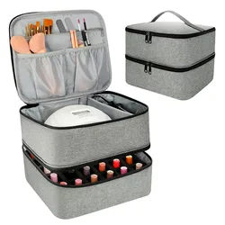 1pc Double Layer Nail Polish Nail Art Supplies Organizer Case Can Hold 30 Bottles - Makeup Storage Handbag