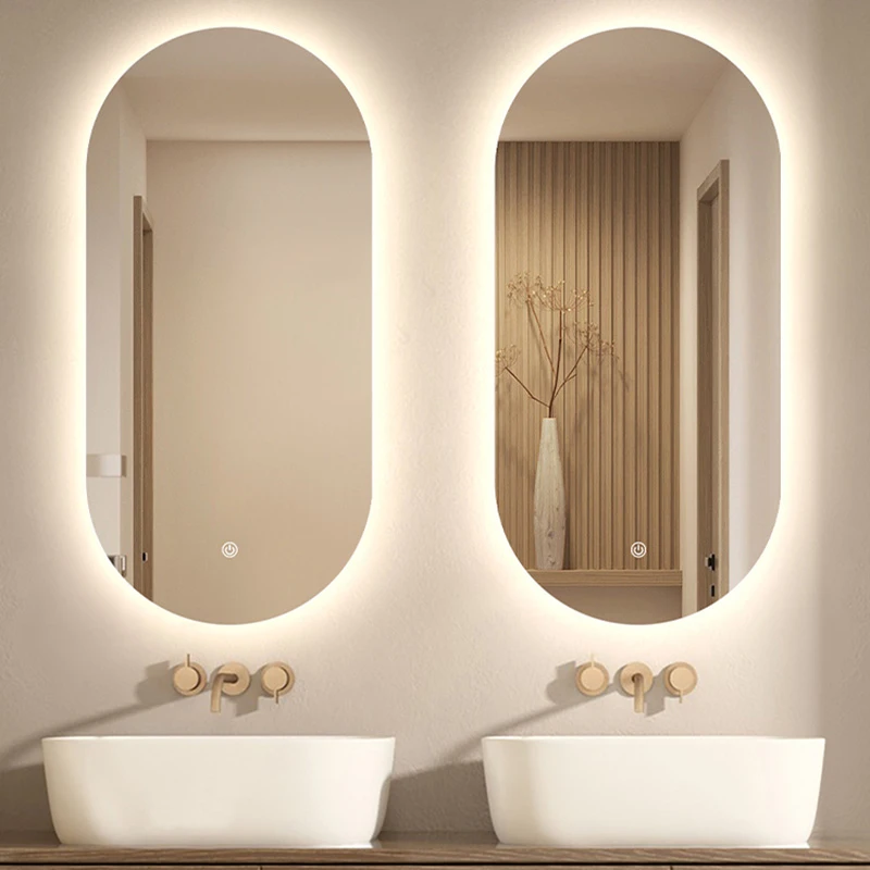 

Smart Oval Mirror Touch Switch Shaving Aesthetic Bathroom Mirror Illuminated Lights Espelho Para Banheiro Bathroom Accessories