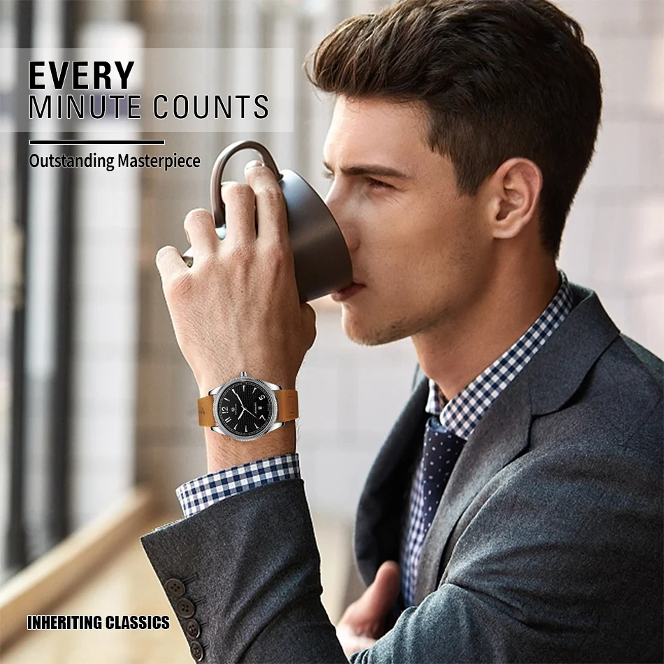 FORSINING New Trendy Luxury Men Watches Skeleton Automatic Mechanical Wristwatches Calendar Brown Genuine Leather Charming Clock