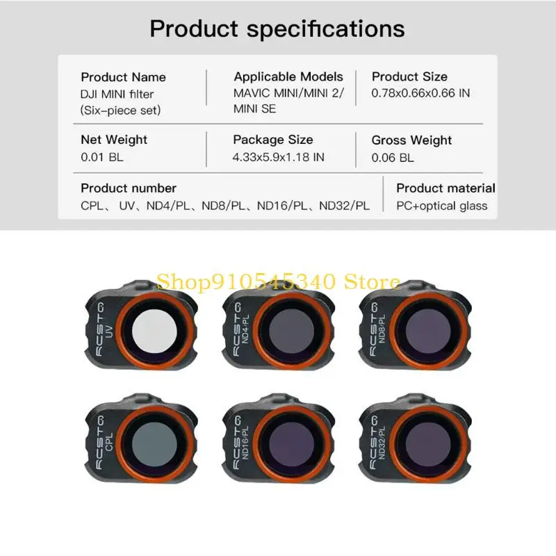 U2JA Camera Lens Filter Set for DJI-Mavic MINI 1 2 ND4 ND8 ND16 ND32 CPL 4/8/16/32 NDPL UV