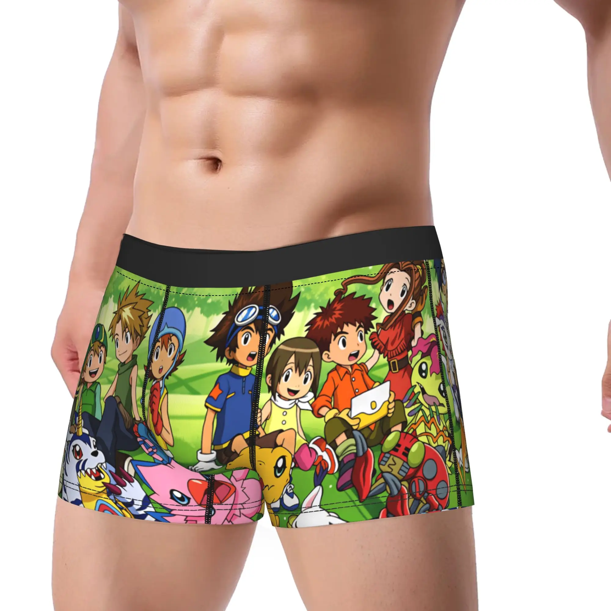Digimon Adventure 01 Full Group DigiDestined And Partner Trunk  Pouch Underwear High Quality Pattern Shorts Briefs Gift Idea
