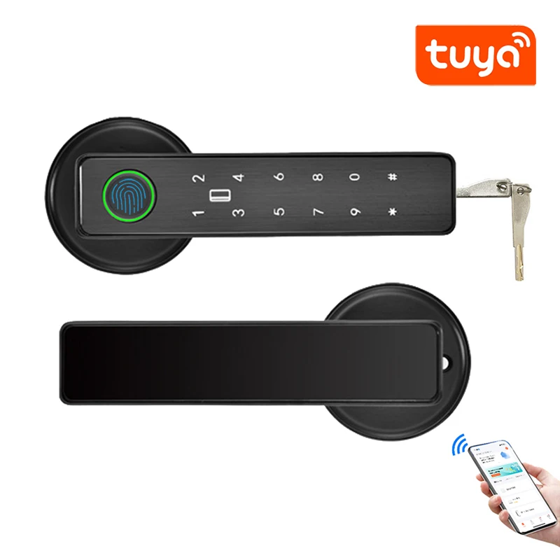 Tuya SmartLife APP Smart Fingerprint Password RFID Card Lock Dead Bolt For Indoor Home Wooden Metal Door