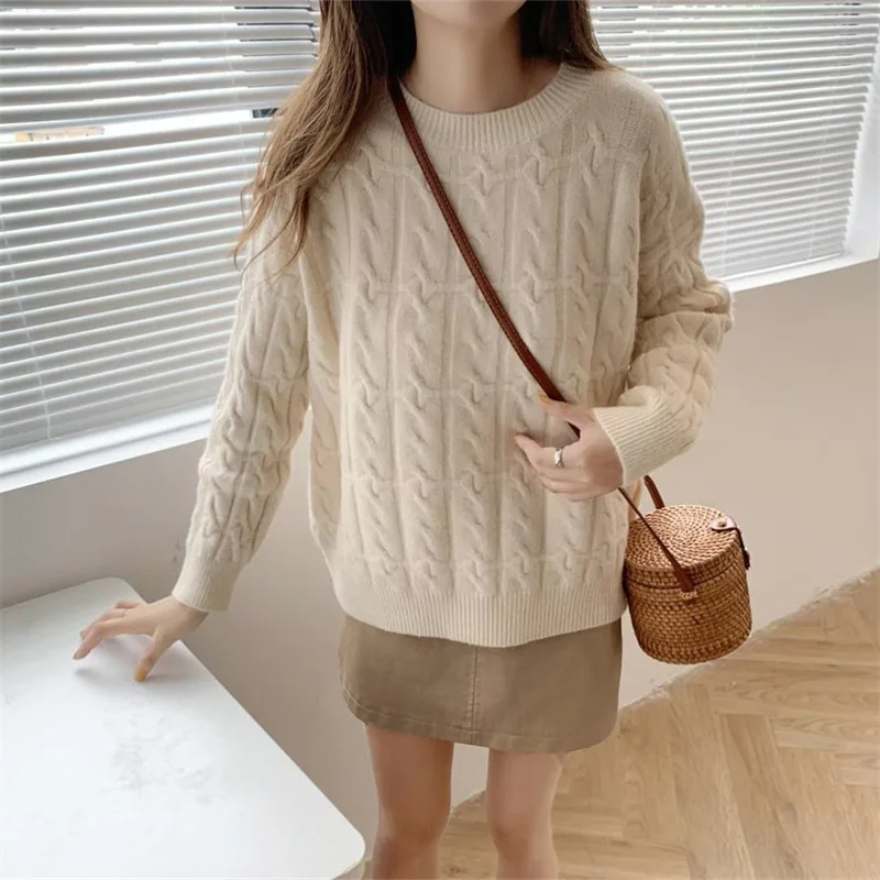 Women's Loose Crew Neck Top Outer Wear New Lazy Wind Bottoming Sweater Fashion