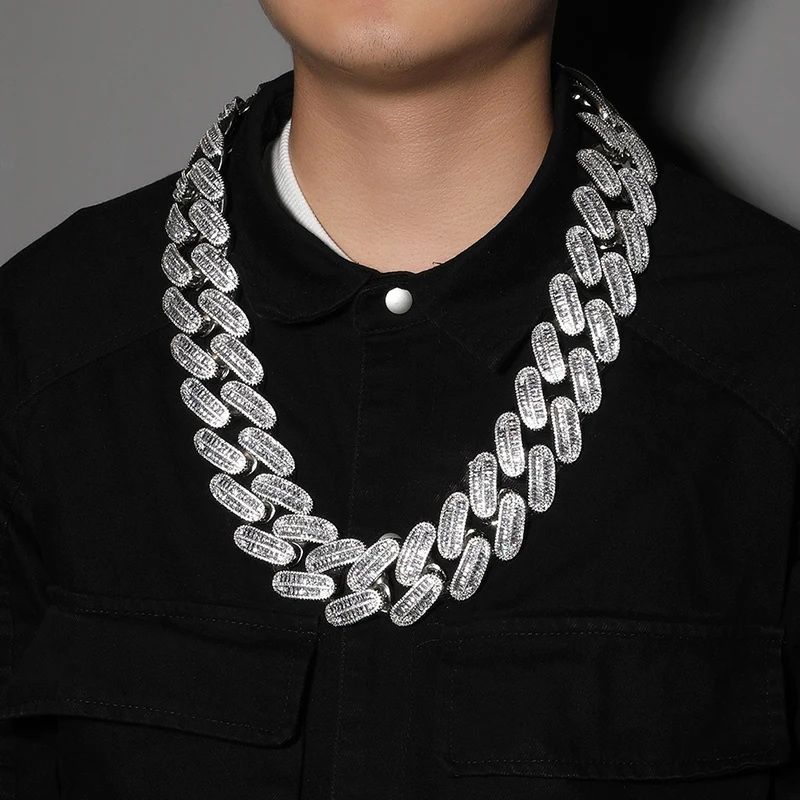 40mm wide Big Heavy Hip Hop 5A+ CZ Stone Bling Iced Out Rhombus Cuban Miami Link Chain Necklace for Men Rapper Jewelry