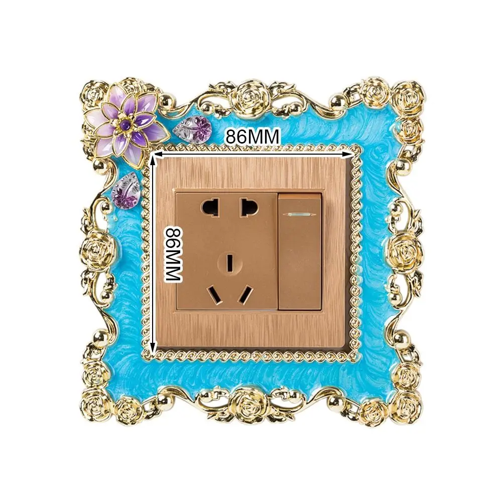 New Hot Sale Plastic Single Light Switch Cover Wall Sticker Socket Surround Frame Living Room Gold Edge Plug Decor Home Decor