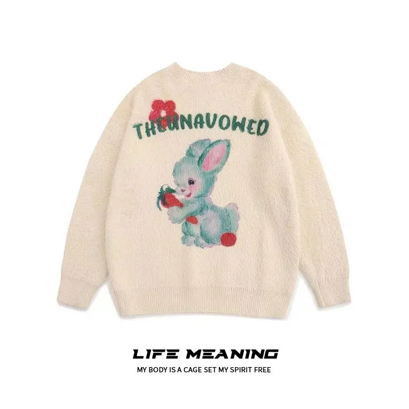 

LIFE MEANING Rabbit Year вязаный свитер круглый Ne Camere мужской зимний теплый свитер с рисунком кролика Street Sle Long Sve