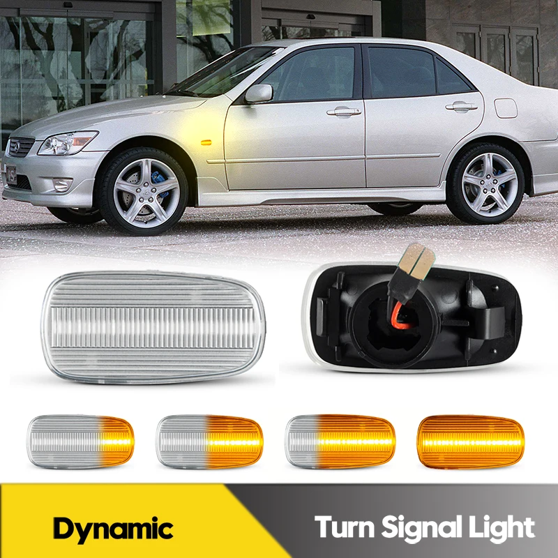 

2Pcs No Error Dynamic LED Side Marker Light Turn Signal Lamps For Toyota RAV4 Corolla Crown Land Cruiser Prius Sienta Wish Lexus