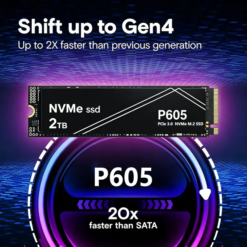 P605 NVMe SSD, 1TB/2TB/4TB/500GB, High Performance Internal Drive, Gaming Desktops, Laptops, PC, Notebook. Pro Elite Max Core.