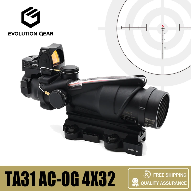 

Tactical TA31 4X32 Red and Green Real Fiber Optic Illuminated Glass with RMR Combo Killflash Full Markings for Airsoft Hunting