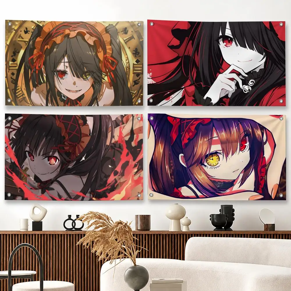 D-DATE A LIVE K-Kurumi Tokisaki Flags Tapestries Outdoor Parties Bedrooms Living Rooms Dorm Rooms Wall Decor Banners Gifts
