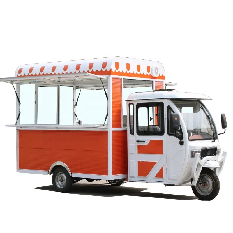 Electric Tuk Tuk 3 Wheel Ape Coffee Bar Food Truck Barbecue Motorcycle Tricycle Food Cart Cook Trailer