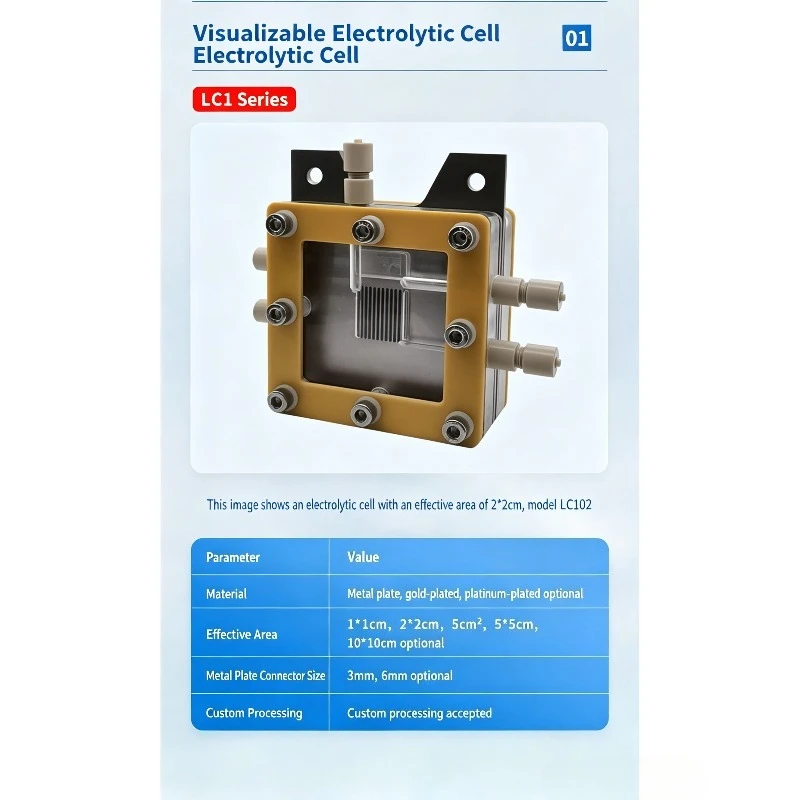LC102 Visual CO2 Reduction Electrolyzer Acrylic PTFE Corrosion‑Resistant Cell, 1*1‑10*10cm Optional For Electrochemical Lab Test