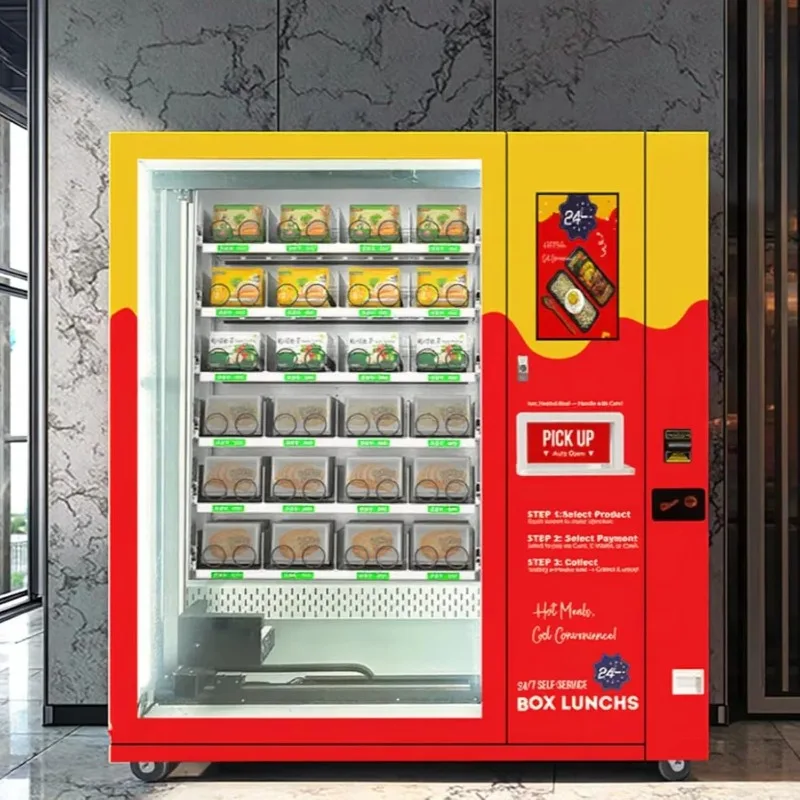 Customized Smart Refrigerated Food Vending Machine Hot Food Meal Lunch Box Dispenser,with Cashless Payment
