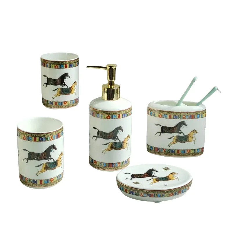 

Ceramic European-style household bathroom, dental utensils, toilet, mouthwash cup, toilet set, wedding housewarming bathroom
