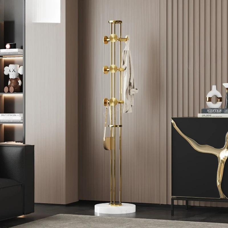Light luxury hanger floor bedroom stainless steel coat rack three pole vertical home living room clothes