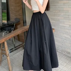 TFETTERS Black Skirt Lady 2025 Spring Summer New Quick-drying Skirt Casual Long Skirts for Women Korean Fashion Clothing