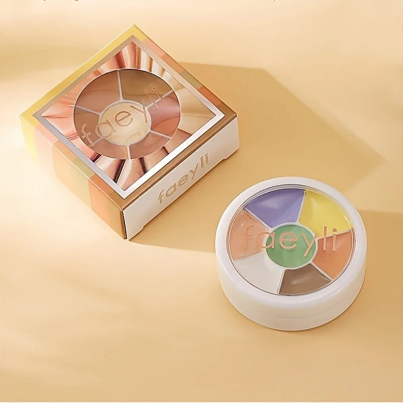 ブラシセット付き7色コンシーラーパレット、すべての肌用コンシーラー、ミディアムカバレッジ、クマや傷をカバー、均一な肌の色合い