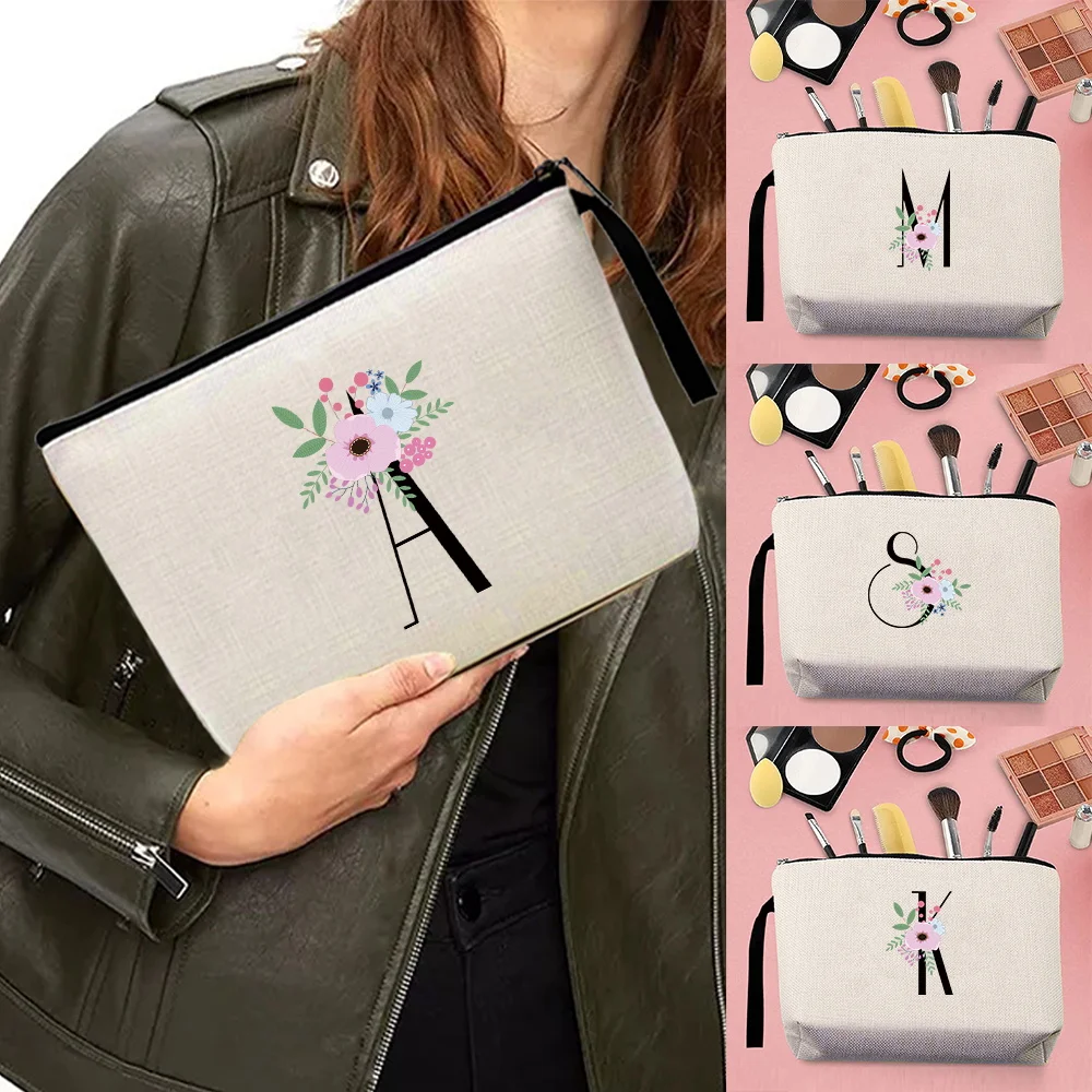 

Cosmetic Bag Toiletry Storage Pouch Zipper Makeup Bags Flower and Black Series Handheld Bags Lazy Cosmetics Tool Storage Pack