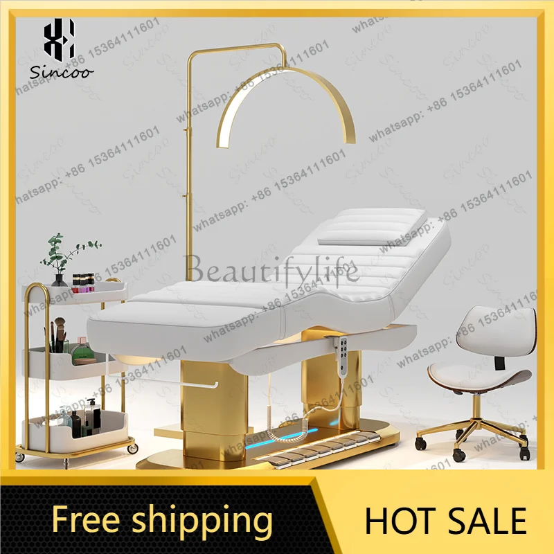 Luxury Electric White Recliner Unique Salon Furniture for Beauty Spa 3 MotorTreatments