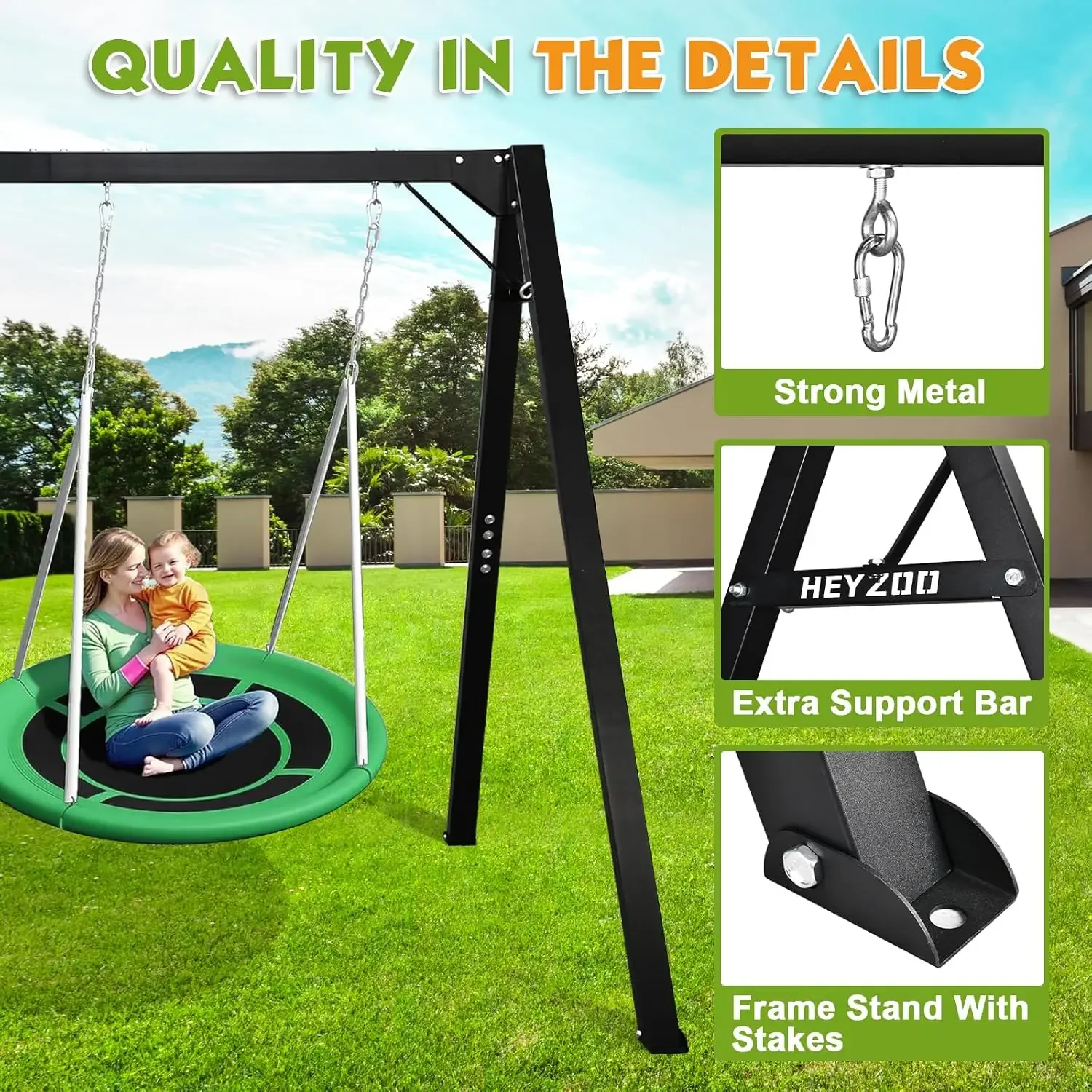 8FT Extra Large Swing Stand, 880LBS Tested, Heavy Duty Metal A-Frame | 440LBS Safe Rated, 98