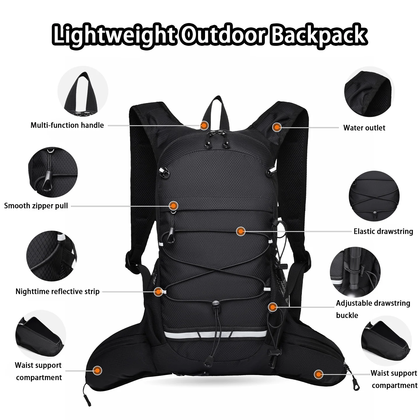 Leichter multifunktionaler Outdoor-Rucksack für Männer und Frauen, robuster Fahrradrucksack mit großer Kapazität, wasserabweisendes Wandern