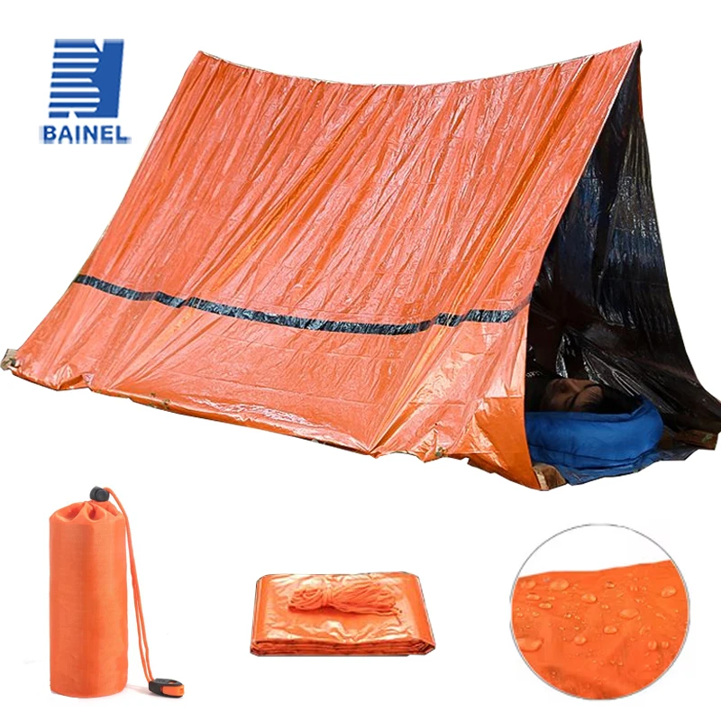 Emergency Shelter Rescue Tent Kit Polyester Film Tube Tent Sleeping Bag Waterproof Portable Outdoor  Insulation Blanket Reusable